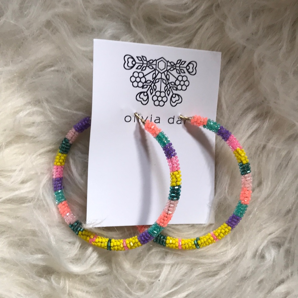 🆕NWT Anthropologie handmade beaded hoop earrings